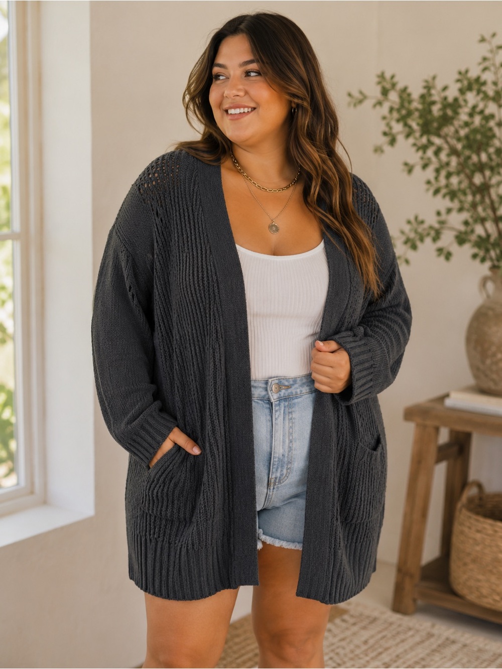 Torrid Gray Knit Sweater Cardigan